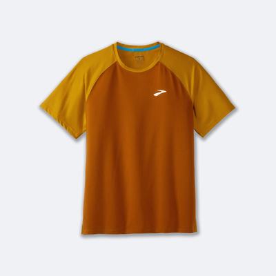 Camiseta Brooks Atmosphere Short Sleeve 2.0 Hombre Marrones/Amarillo | Ecuador-48027