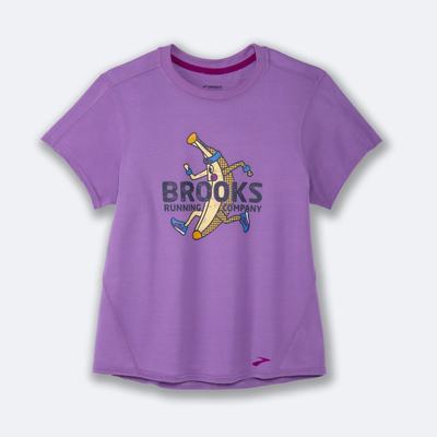 Camiseta Brooks Distance Estampadas Short Sleeve Mujer Moradas | Ecuador-28490