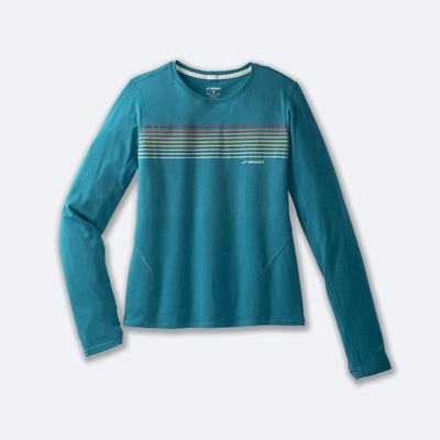 Camiseta Brooks Distance Long Sleeve 2.0 Mujer Rayadas | Ecuador-58437