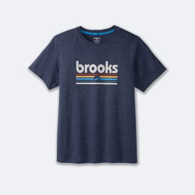 Camiseta Brooks Distance Short Sleeve 2.0 Hombre Azul Marino/Rayadas | Ecuador-37465