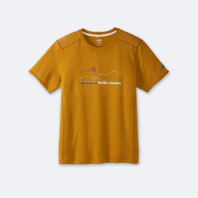 Camiseta Brooks Distance Short Sleeve 2.0 Hombre Amarillo | Ecuador-62495