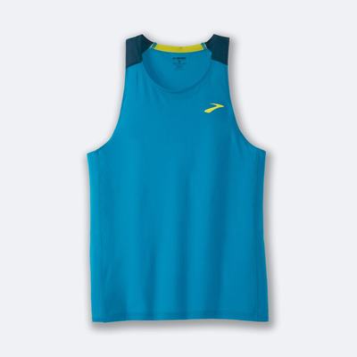 Camiseta Tirantes Brooks Atmosphere Singlet Hombre Azules/Verde Oscuro | Ecuador-45021