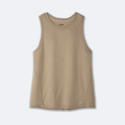 Camiseta Tirantes Brooks Distance Mujer Beige | Ecuador-50361