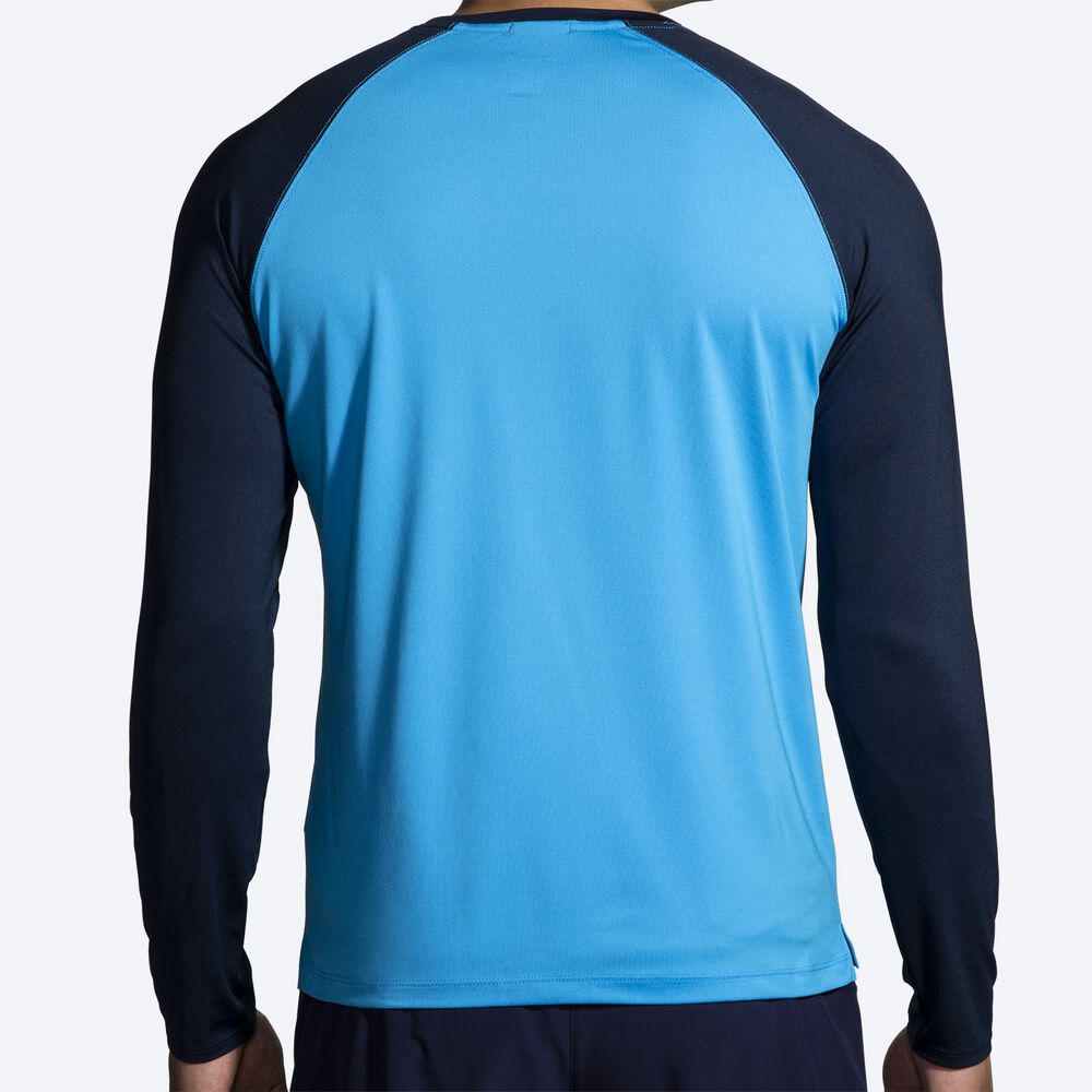 Camiseta Brooks Atmosphere Long Sleeve 2.0 Hombre Azules/Azul Marino | Ecuador-02538