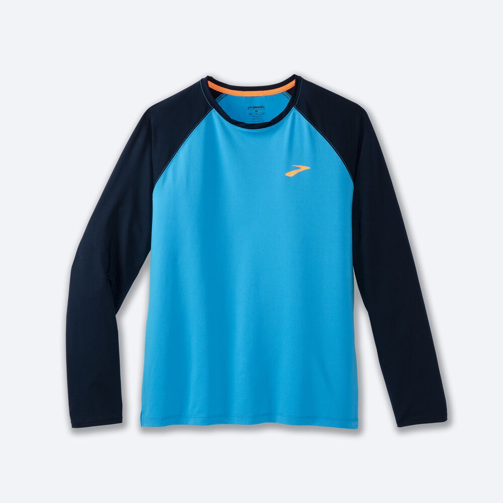 Camiseta Brooks Atmosphere Long Sleeve 2.0 Hombre Azules/Azul Marino | Ecuador-02538