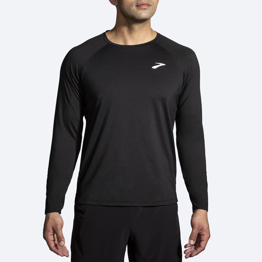 Camiseta Brooks Atmosphere Long Sleeve 2.0 Hombre Negras | Ecuador-05146