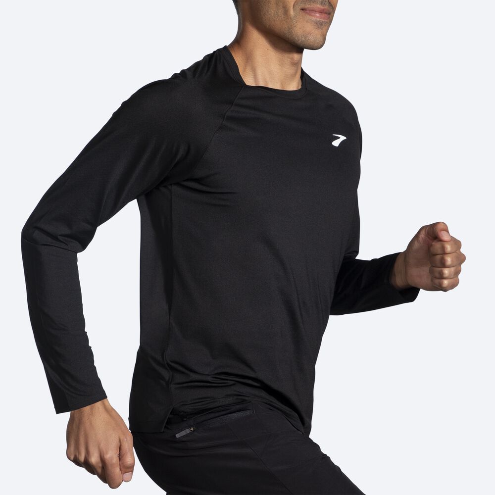 Camiseta Brooks Atmosphere Long Sleeve 2.0 Hombre Negras | Ecuador-05146