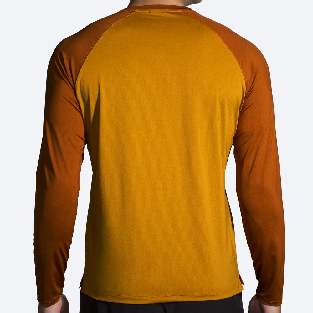 Camiseta Brooks Atmosphere Long Sleeve 2.0 Hombre Amarillo/Marrones | Ecuador-49376