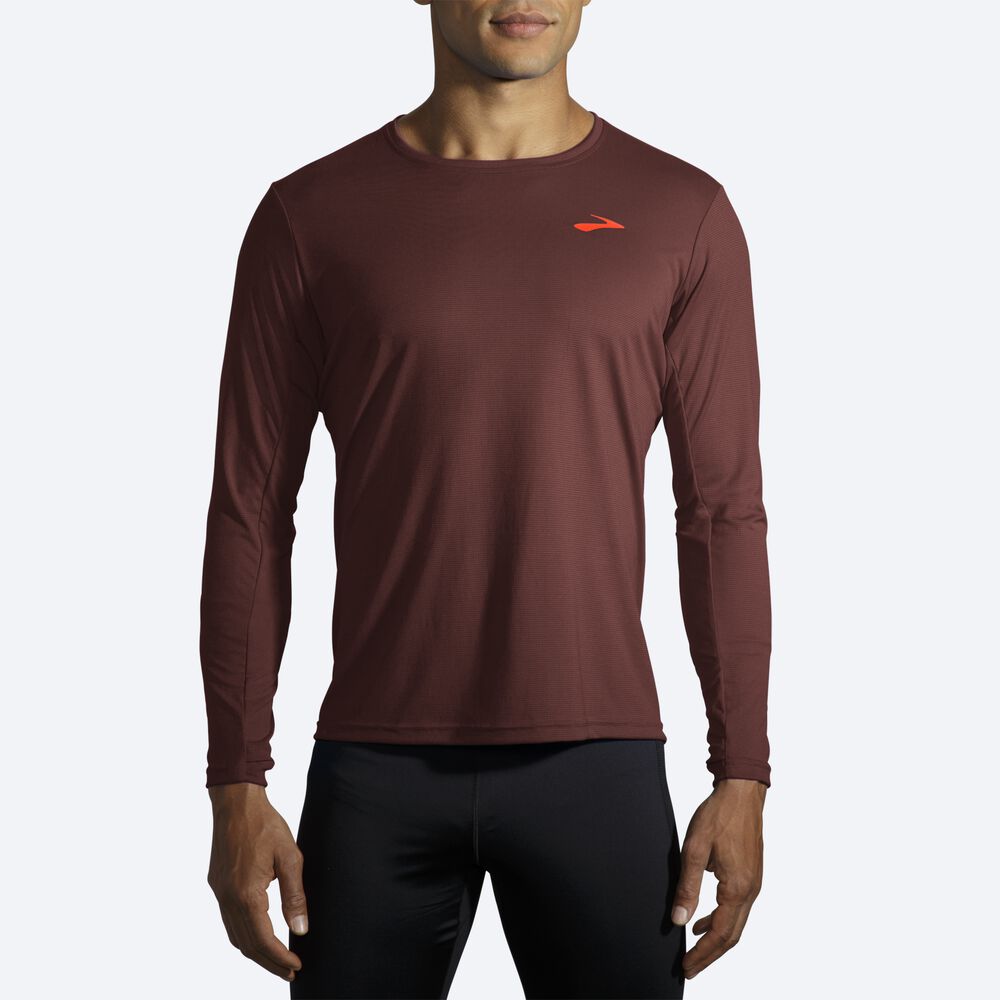 Camiseta Brooks Atmosphere Long Sleeve Hombre Chocolate | Ecuador-43962