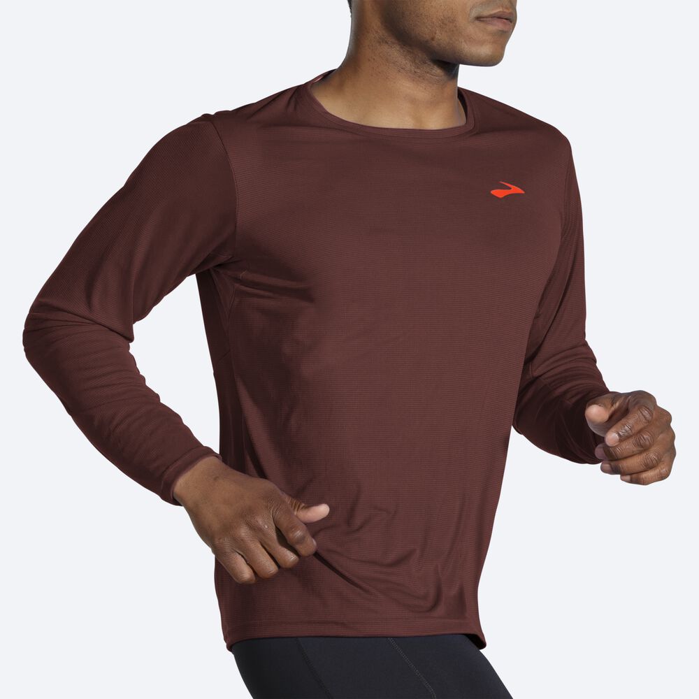 Camiseta Brooks Atmosphere Long Sleeve Hombre Chocolate | Ecuador-43962