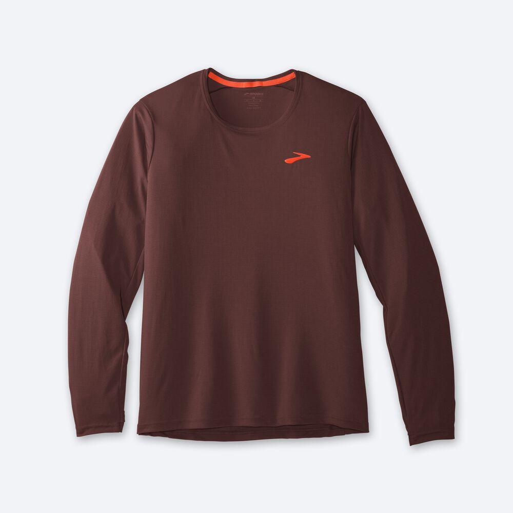 Camiseta Brooks Atmosphere Long Sleeve Hombre Chocolate | Ecuador-43962