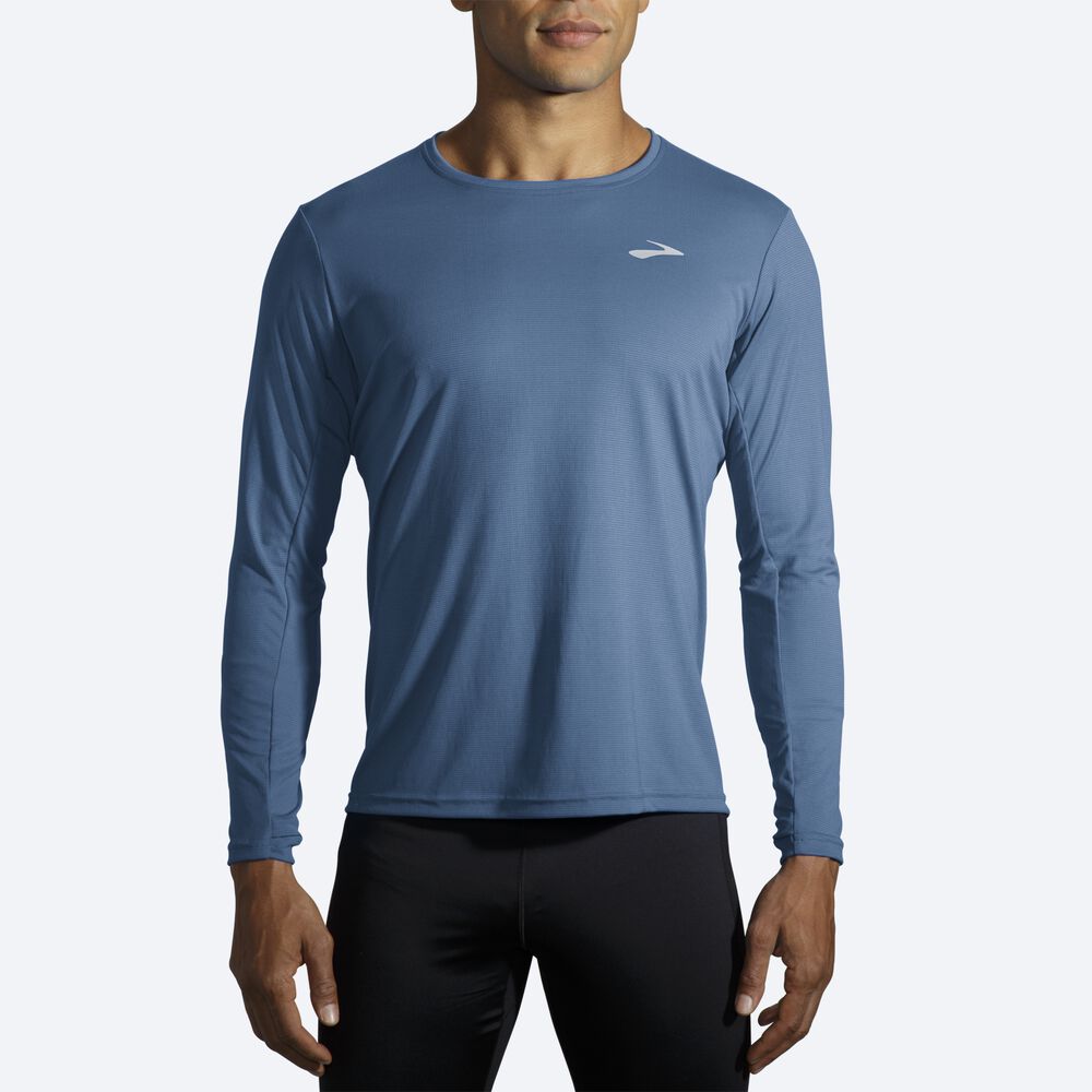 Camiseta Brooks Atmosphere Long Sleeve Hombre Azules | Ecuador-45807