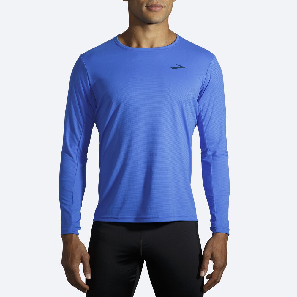 Camiseta Brooks Atmosphere Long Sleeve Hombre Azules | Ecuador-56340