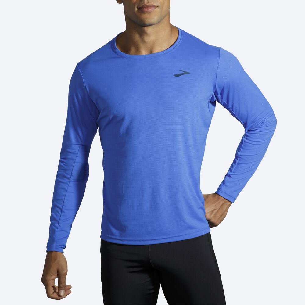 Camiseta Brooks Atmosphere Long Sleeve Hombre Azules | Ecuador-56340