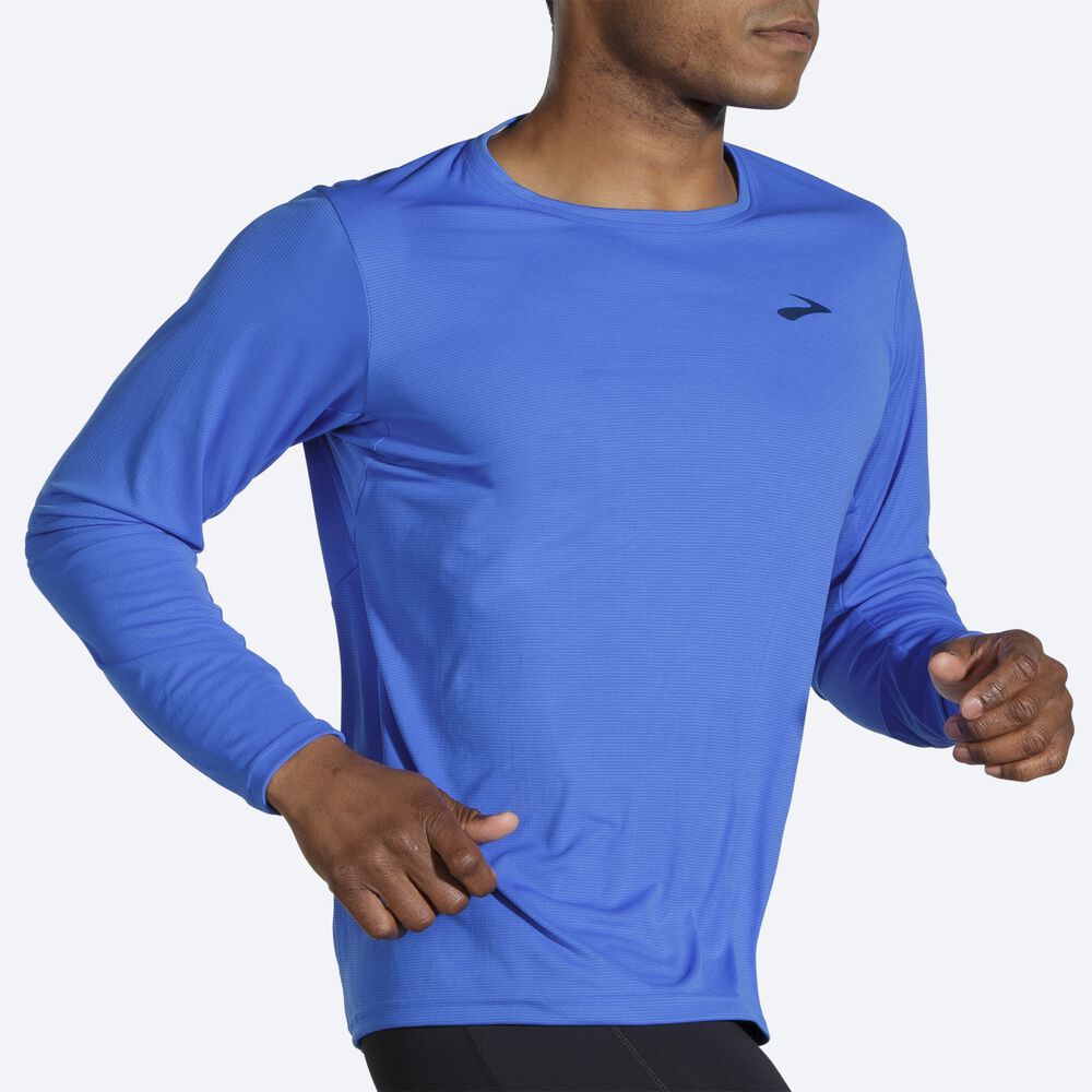 Camiseta Brooks Atmosphere Long Sleeve Hombre Azules | Ecuador-56340