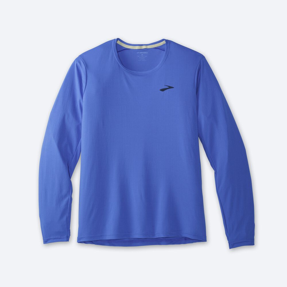 Camiseta Brooks Atmosphere Long Sleeve Hombre Azules | Ecuador-56340