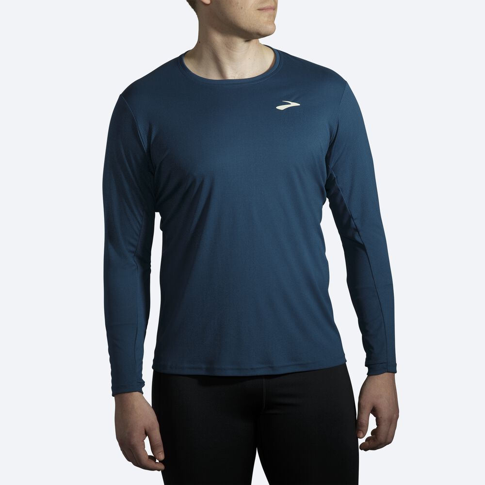 Camiseta Brooks Atmosphere Long Sleeve Hombre Indigo | Ecuador-61953