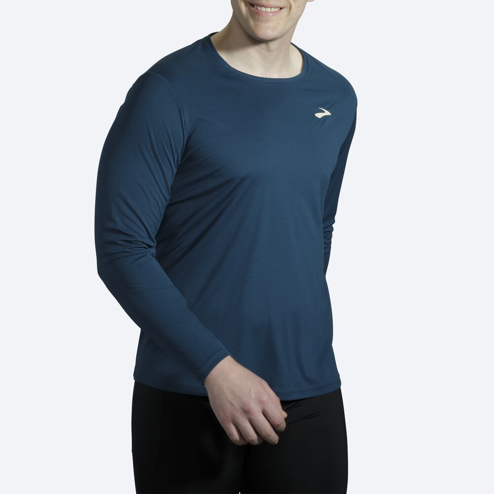 Camiseta Brooks Atmosphere Long Sleeve Hombre Indigo | Ecuador-61953