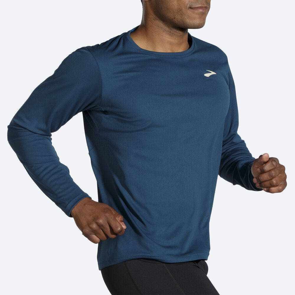 Camiseta Brooks Atmosphere Long Sleeve Hombre Indigo | Ecuador-61953