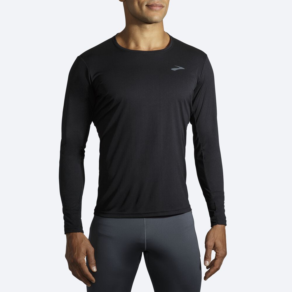 Camiseta Brooks Atmosphere Long Sleeve Hombre Negras | Ecuador-89526