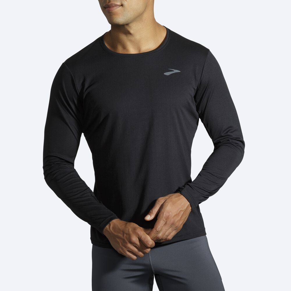 Camiseta Brooks Atmosphere Long Sleeve Hombre Negras | Ecuador-89526