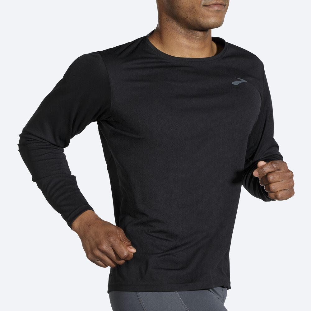 Camiseta Brooks Atmosphere Long Sleeve Hombre Negras | Ecuador-89526