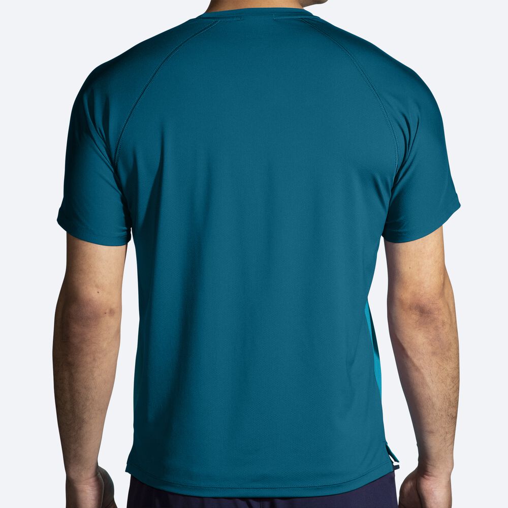 Camiseta Brooks Atmosphere Short Sleeve 2.0 Hombre Azules | Ecuador-03529