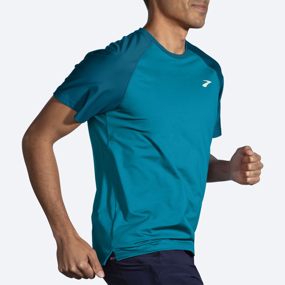 Camiseta Brooks Atmosphere Short Sleeve 2.0 Hombre Azules | Ecuador-03529