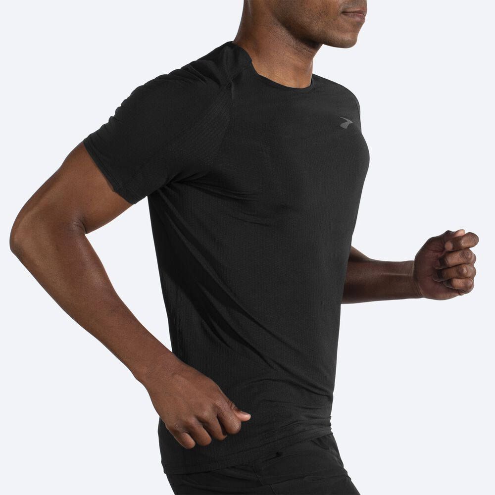 Camiseta Brooks Atmosphere Short Sleeve Hombre Negras | Ecuador-08159