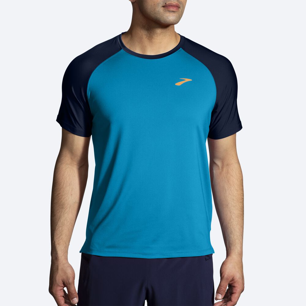 Camiseta Brooks Atmosphere Short Sleeve 2.0 Hombre Azules/Azul Marino | Ecuador-45319