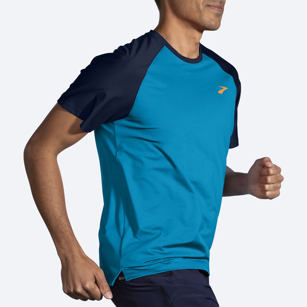 Camiseta Brooks Atmosphere Short Sleeve 2.0 Hombre Azules/Azul Marino | Ecuador-45319