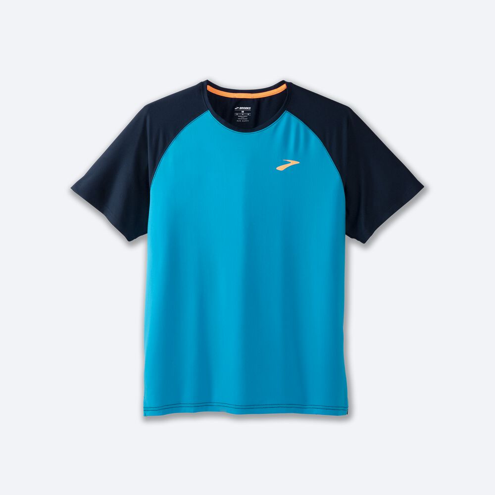 Camiseta Brooks Atmosphere Short Sleeve 2.0 Hombre Azules/Azul Marino | Ecuador-45319