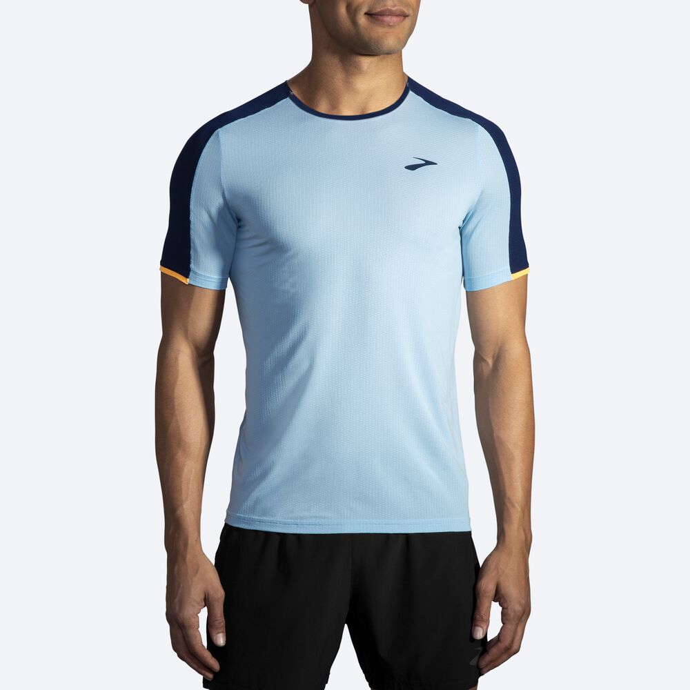 Camiseta Brooks Atmosphere Short Sleeve Hombre Azul Marino/Naranjas | Ecuador-51476