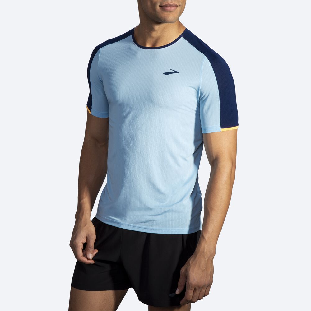 Camiseta Brooks Atmosphere Short Sleeve Hombre Azul Marino/Naranjas | Ecuador-51476