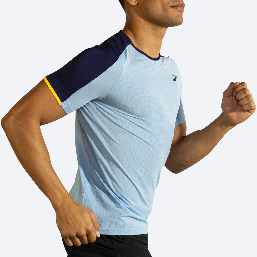 Camiseta Brooks Atmosphere Short Sleeve Hombre Azul Marino/Naranjas | Ecuador-51476