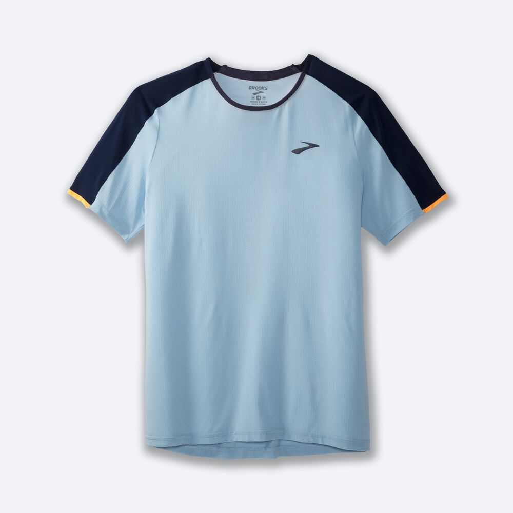 Camiseta Brooks Atmosphere Short Sleeve Hombre Azul Marino/Naranjas | Ecuador-51476