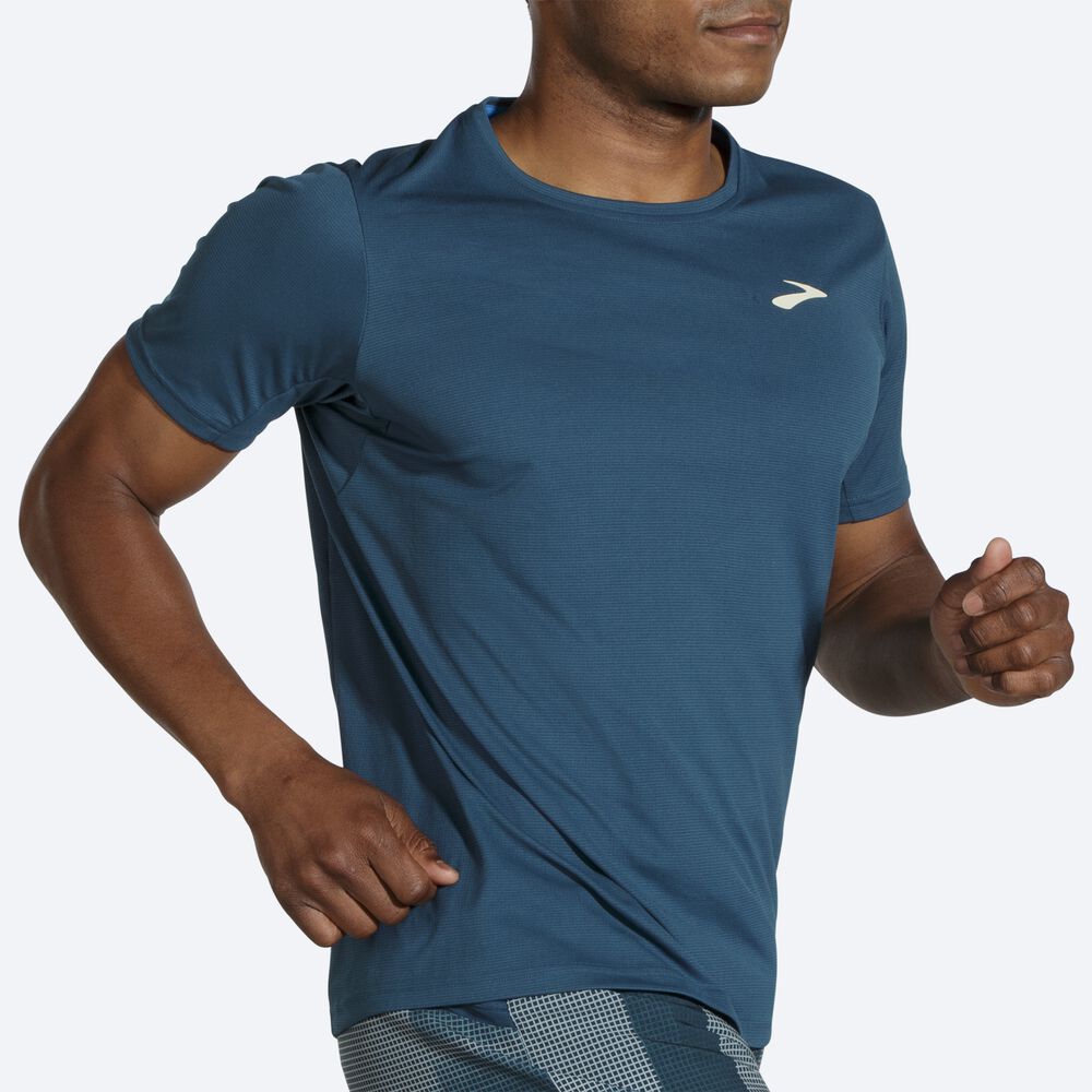 Camiseta Brooks Atmosphere Short Sleeve Hombre Indigo | Ecuador-73018