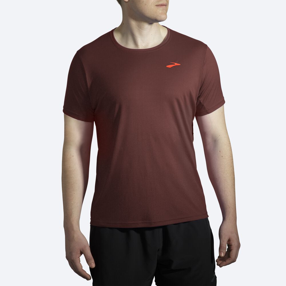 Camiseta Brooks Atmosphere Short Sleeve Hombre Chocolate | Ecuador-75812