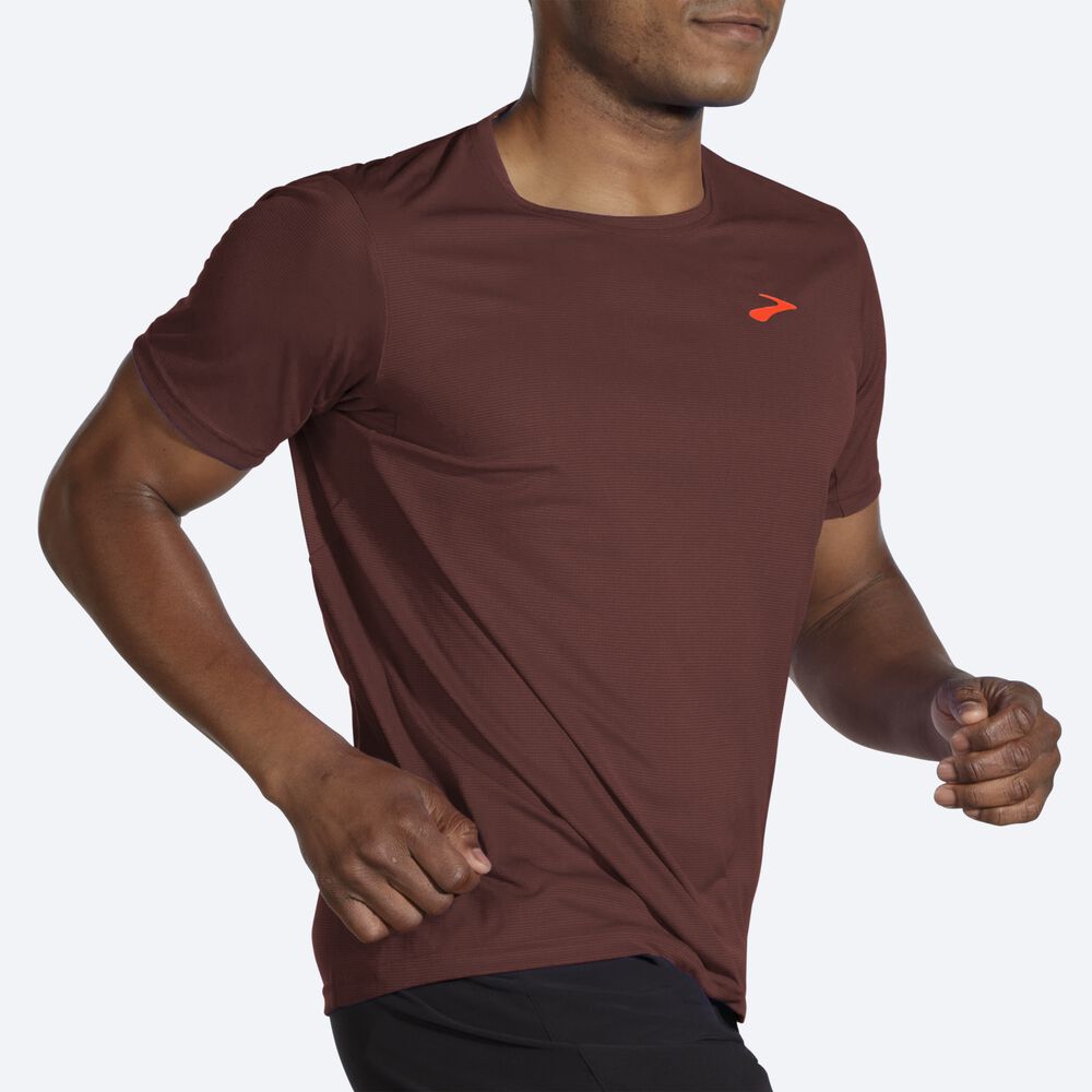 Camiseta Brooks Atmosphere Short Sleeve Hombre Chocolate | Ecuador-75812