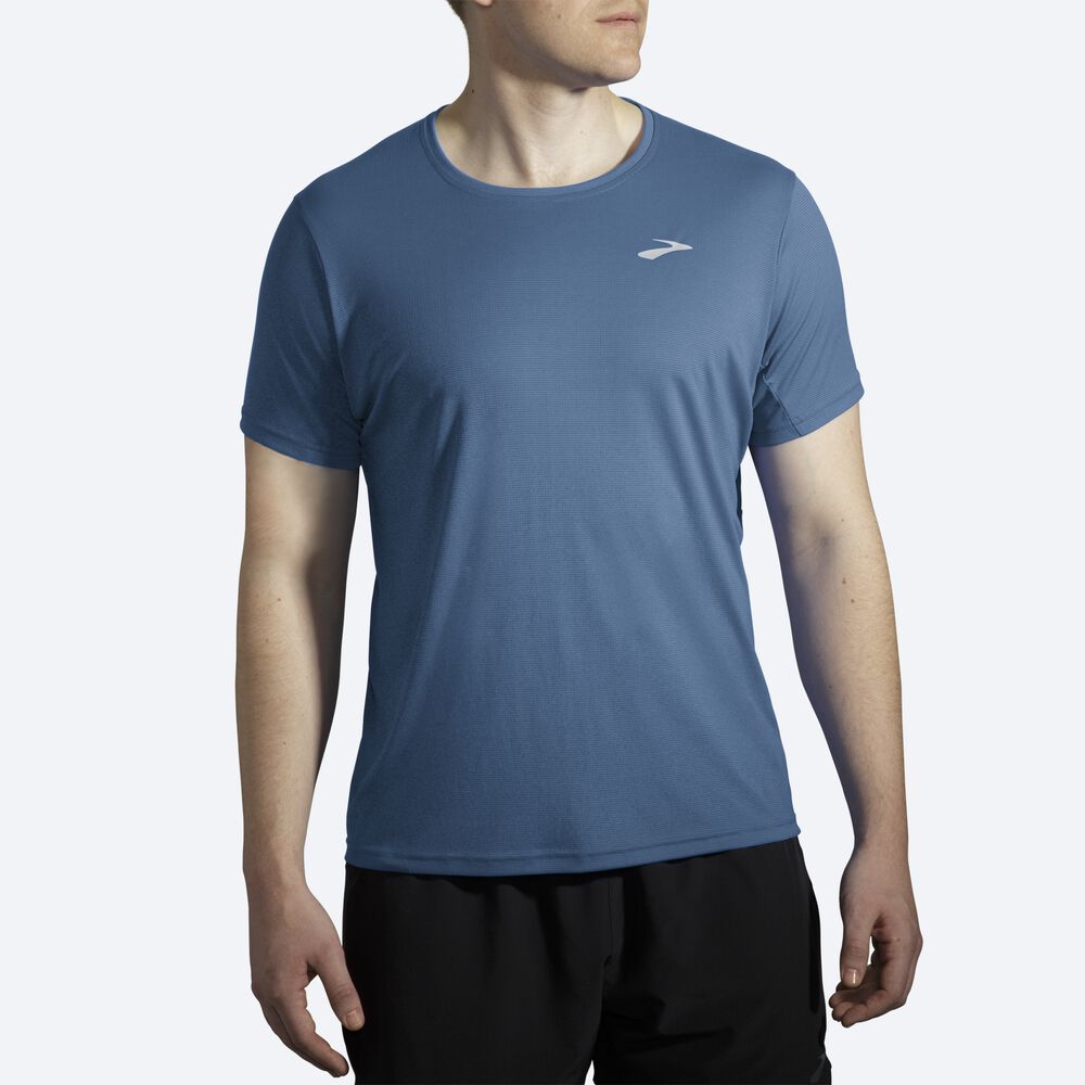 Camiseta Brooks Atmosphere Short Sleeve Hombre Azules | Ecuador-97384