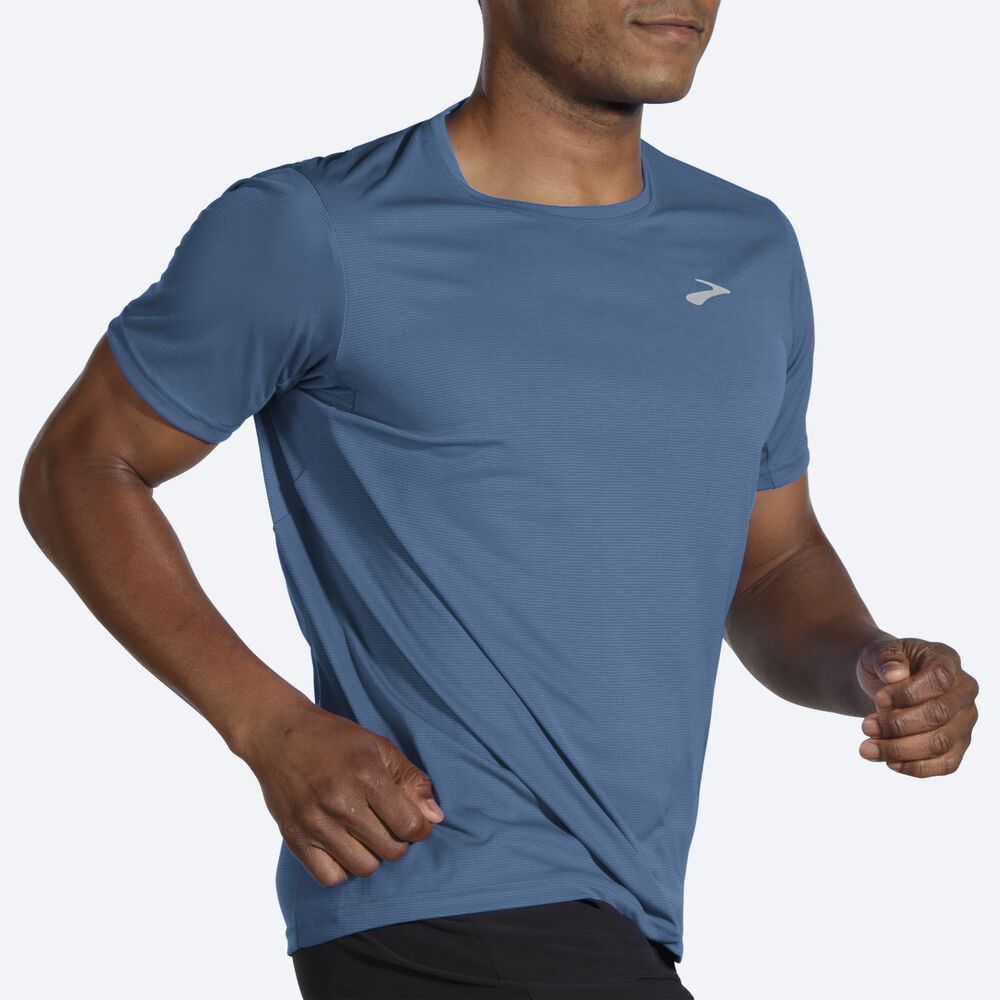 Camiseta Brooks Atmosphere Short Sleeve Hombre Azules | Ecuador-97384