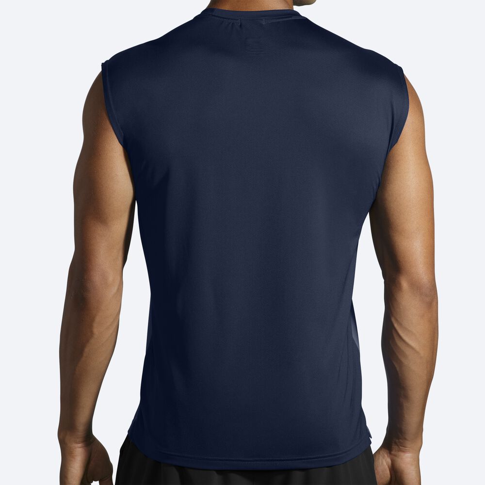 Camiseta Brooks Atmosphere Sleeveless 2.0 Hombre Azul Marino | Ecuador-29761