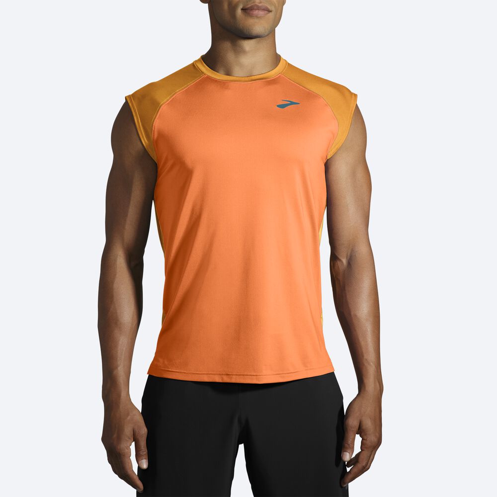 Camiseta Brooks Atmosphere Sleeveless 2.0 Hombre Doradas/Naranjas | Ecuador-90583