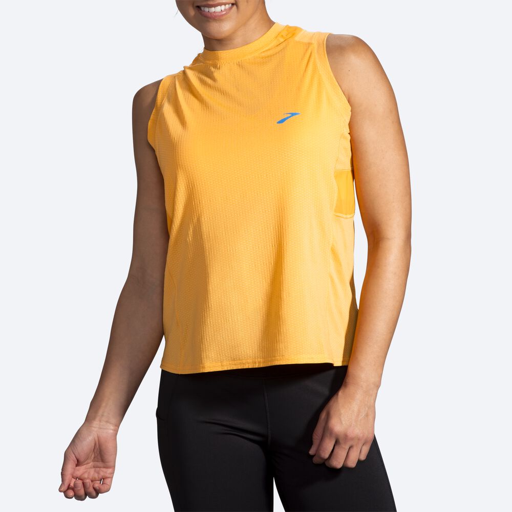 Camiseta Brooks Atmosphere Sleeveless Mujer Amarillo | Ecuador-28403