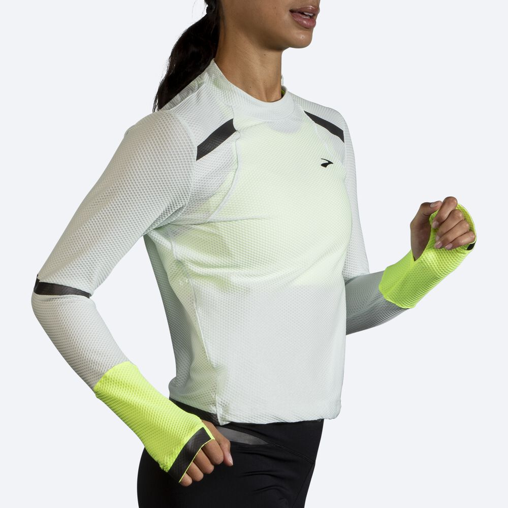 Camiseta Brooks Carbonite Long Sleeve Mujer Gris | Ecuador-43608