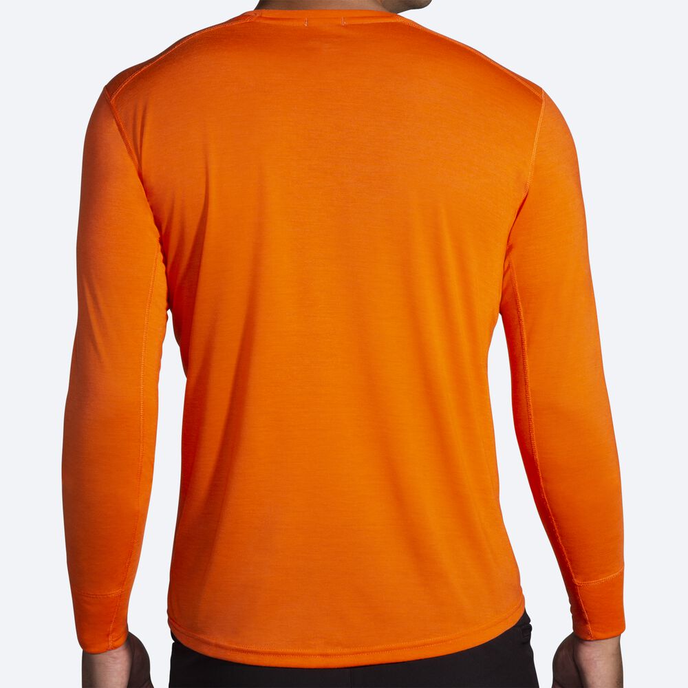 Camiseta Brooks Distance Estampadas Long Sleeve Hombre Naranjas | Ecuador-03584