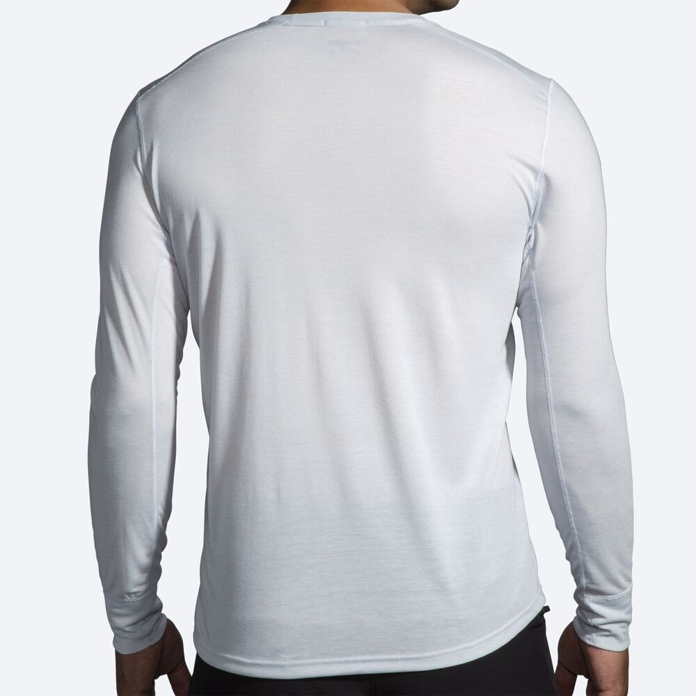 Camiseta Brooks Distance Estampadas Long Sleeve Hombre Blancas | Ecuador-09431