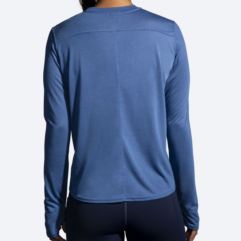 Camiseta Brooks Distance Estampadas Long Sleeve Mujer Azules Gris | Ecuador-35891