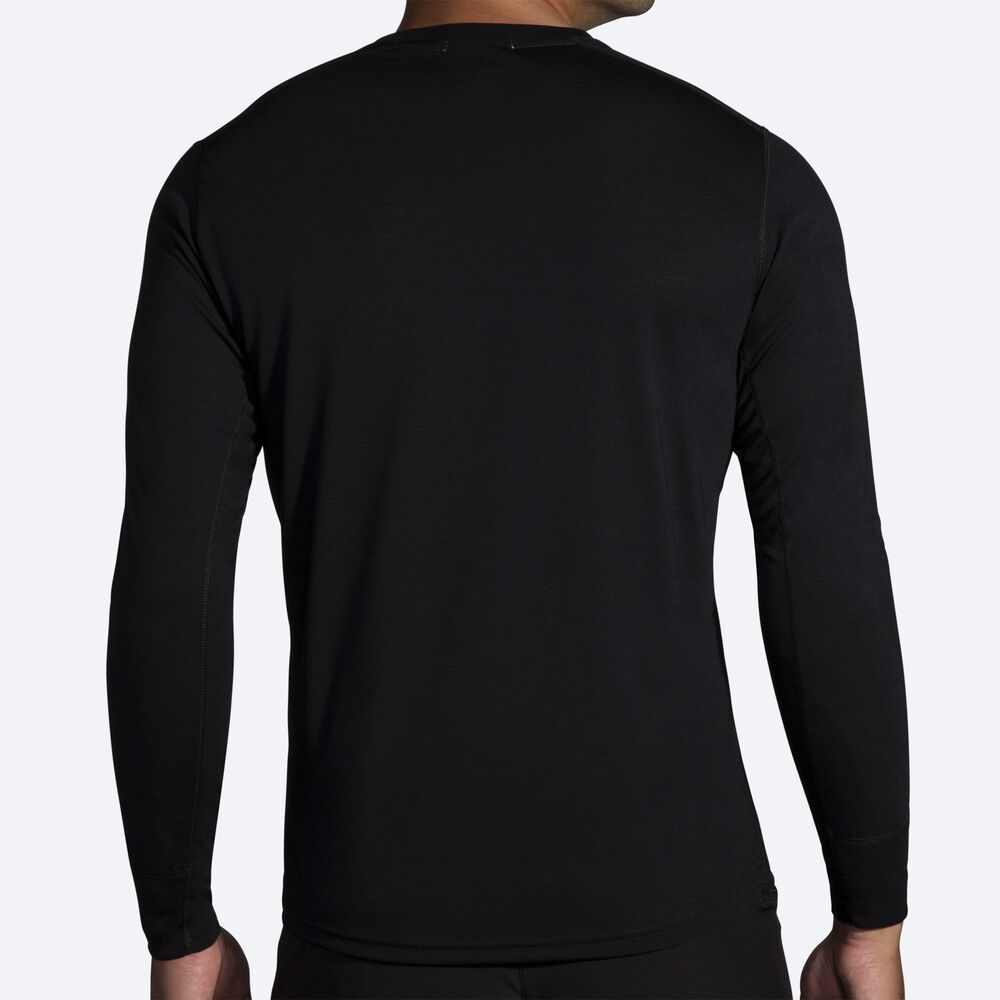 Camiseta Brooks Distance Estampadas Long Sleeve Hombre Negras/Rayadas | Ecuador-38601