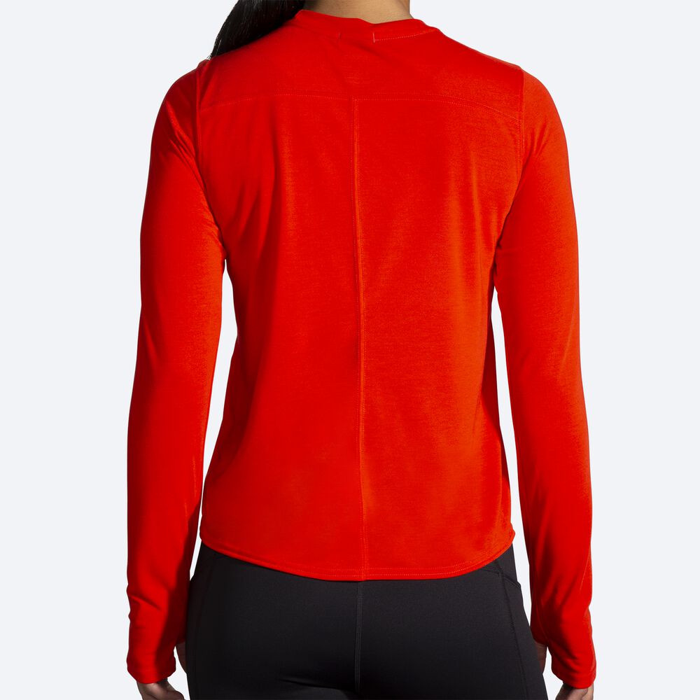 Camiseta Brooks Distance Estampadas Long Sleeve Mujer Rojas | Ecuador-63982